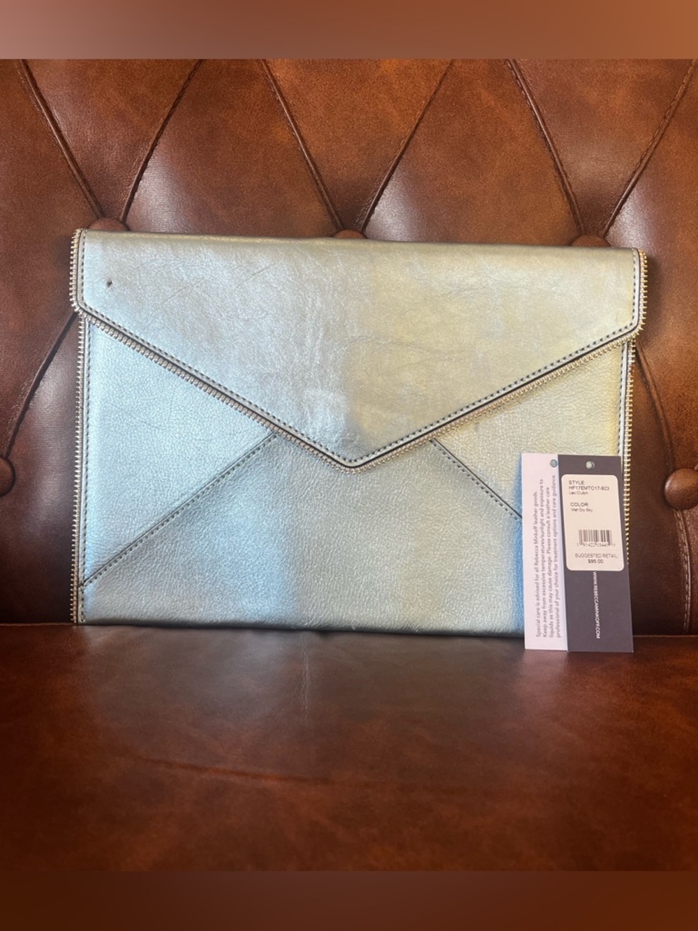 Rebecca Minkoff Metallic Envelope Clutch - Light Silver